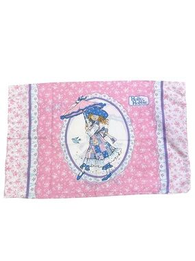 Vtg Holly Hobbie Pink TWIN 2 Piece Sheet Set Flat Sheet And Pillowcase 1990